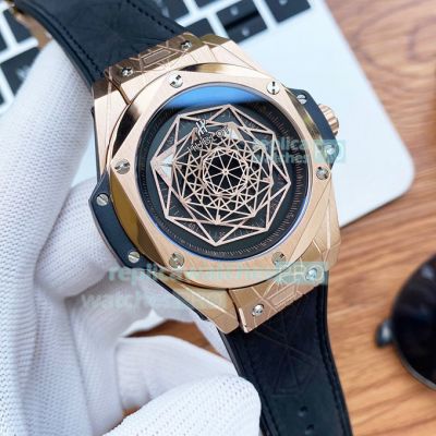 Replica Hublot Big Bang Sang Bleu Rose Gold Watch 45MM